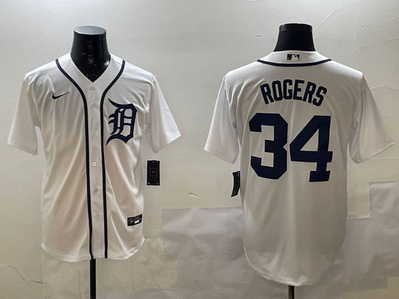 Men Detroit Tigers 34 Rogers White Game 2025 Nike MLB Jersey style 1